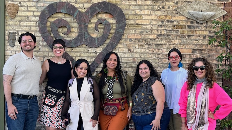 In 2026, as a partner in the Humanities Action Lab translocal climate justice research project, the OHL and community partners (PerleArte and CAMJI Lares) visited Milwaukee while participating in a research exchange with the University of Wisconsin at Milwaukee and their community partners (Peace Garden Project MKE, The Middle Ground Inc, and Groundwork Milwaukee). From left to right: Bryan Ramos, Ricia Chansky, Caitlin Serrano Alicea, Pluma Bárbara, Wilmarie Medina-Cortes, Zaira Arvelo Alicea, Lorel Cubano.
