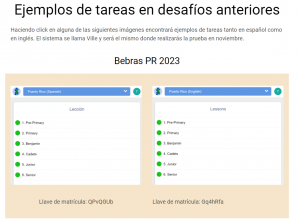 Anuncio práctica de tasks Bebras PR 2023 sistema ViLLE