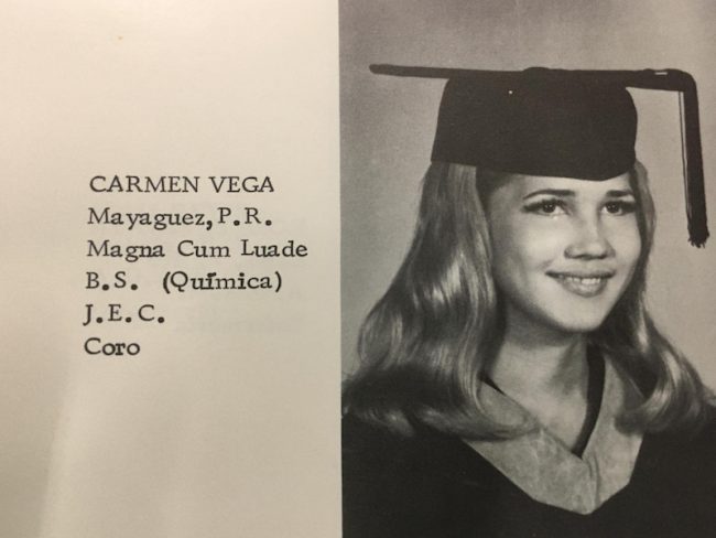 La doctora Carmen Vega Olivencia se graduó del Departamento de Química. (Suministrada)