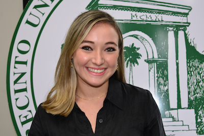 La estudiante Angelie T. Nieves Jiménez, del Departamento de Ingeniería Industrial (ININ) del Recinto Universitario de Mayagüez (RUM), quien además completa la Secuencia Curricular en Meteorología y Ciencias Atmosféricas, del Departamento de Física, recibió dos prestigiosos premios que concede la Sociedad Americana de Meteorología (AMS): el Women in Science Scholarship, distinción otorgada a una mujer destacada en las ciencias atmosféricas; y el Senior Named Scholarship Award, cuyo objetivo es incentivar a la ganadora a proseguir sus estudios graduados.