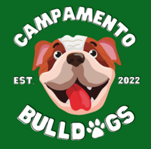 campamento bulldogs logo cuadrado con fondo verde