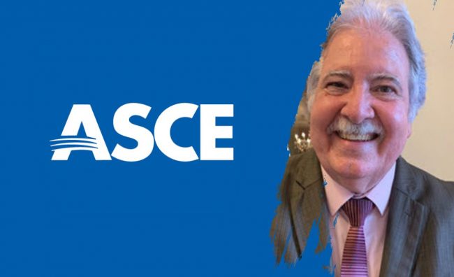 Blue Modern & Minimalist Business Marketing Agency Instagram Post Logo de la Sociedad Americana de Ingenieros Civiles y a la derecha foto del Dr. Benjamín Colucci Ríos.