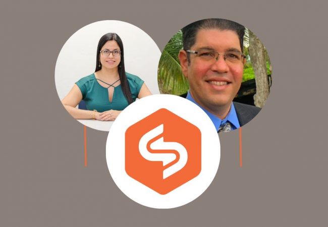 2 (1) Fotos de los doctores Domenech y Juan junto al logo de PR TRUST.