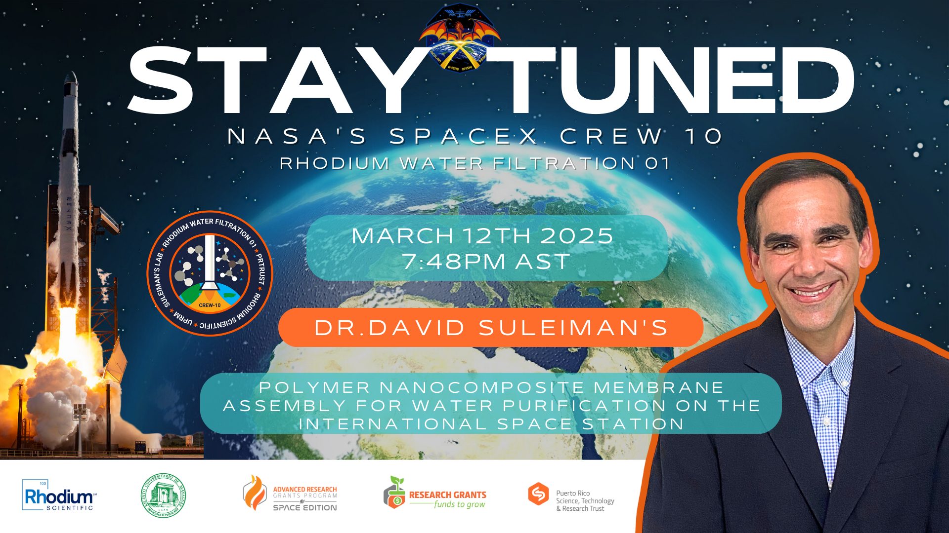 Lanzamiento SpaceX de la NASA Experimento del Dr. David Suleiman