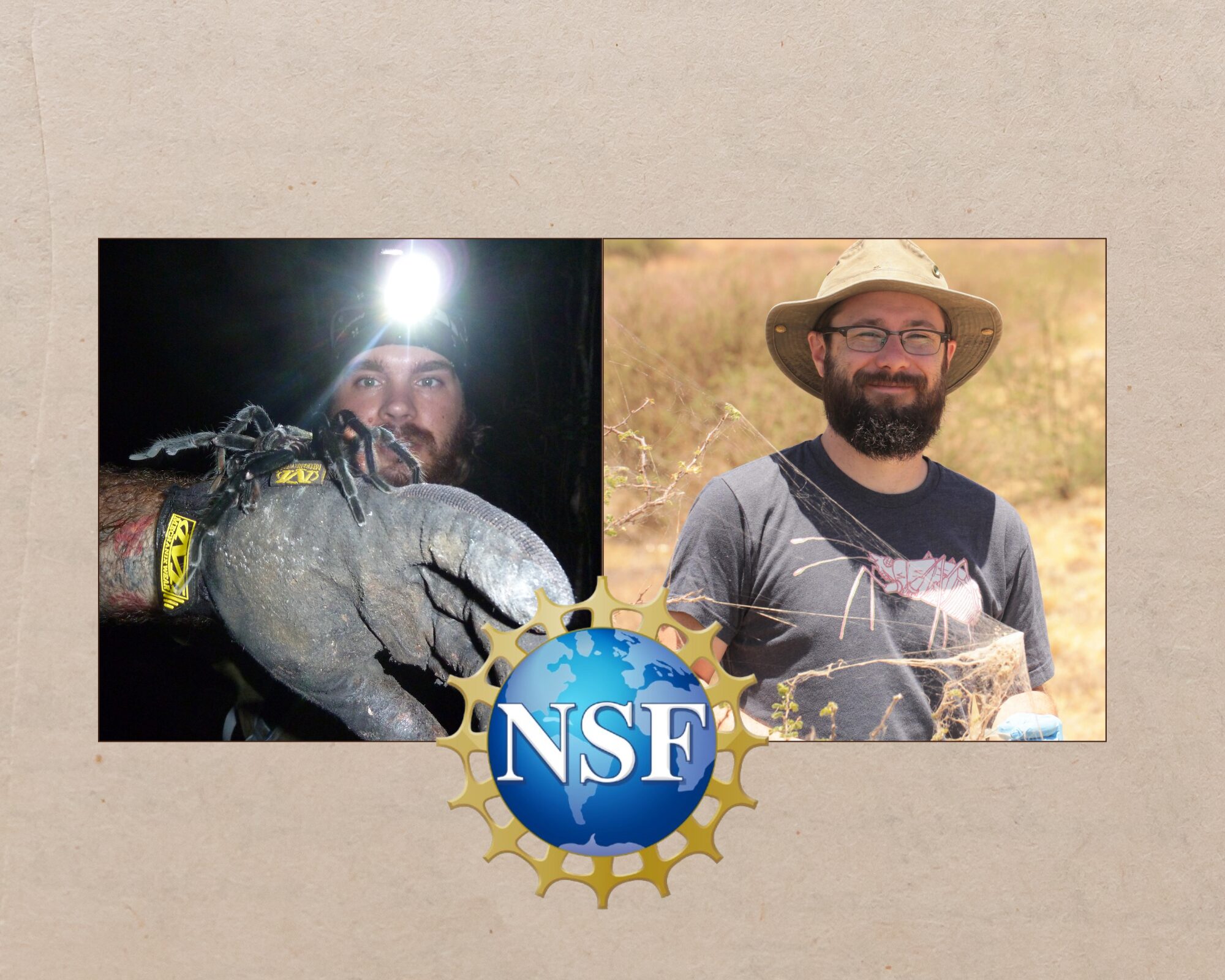 Concepto de arte con las fotos de los doctores Timothy J. Colston, del RUM, a la izquierda y Carl Nick Keiser, a la derecha, con el logo de la NSF al centro.