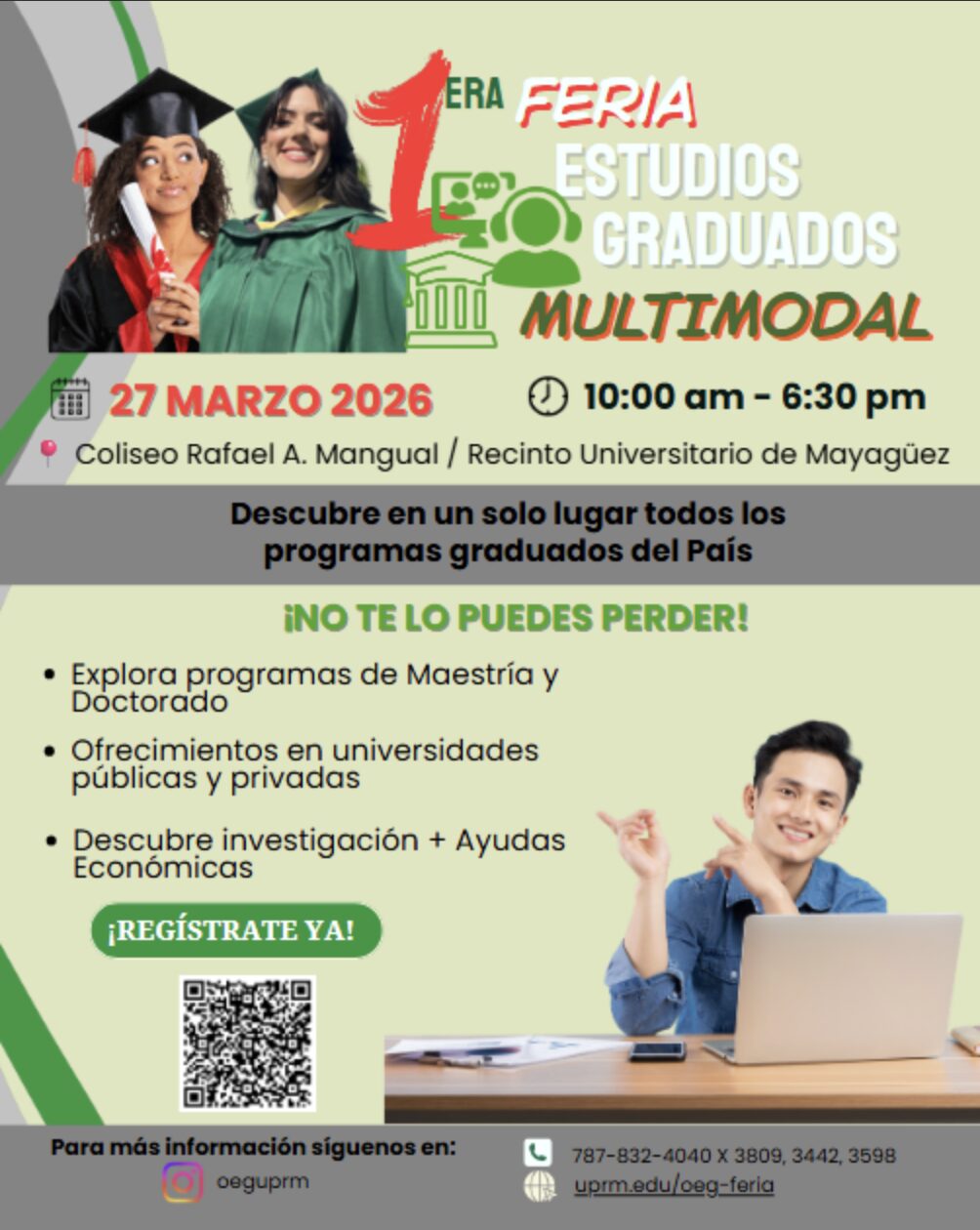 Afiche de promoción de la Feria Multimodal de Estudios Graduados.