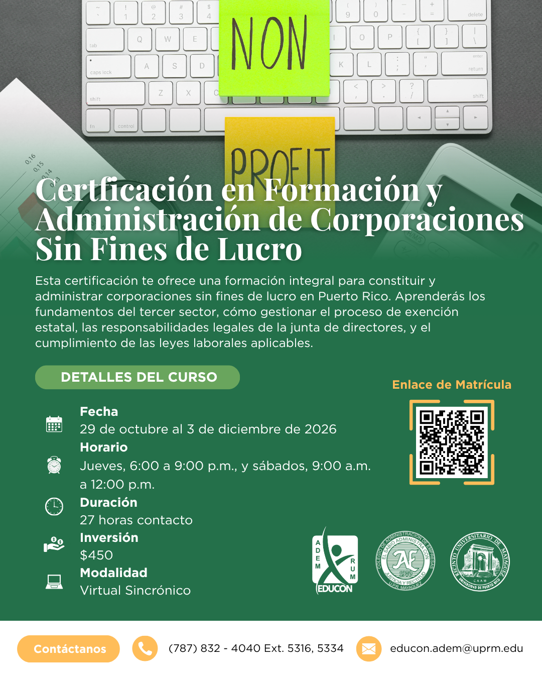 Certificación en Formación y Administración de Corporaciones Sin Fines de Lucro