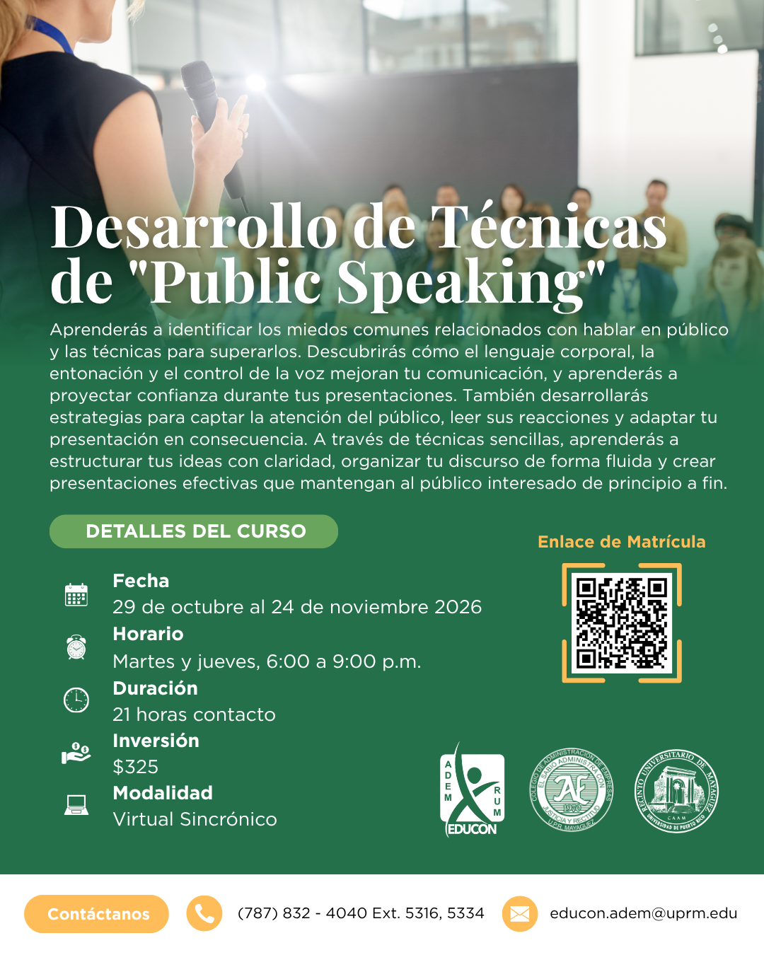 Curso Desarrollo de Técnicas de Public Speaking
