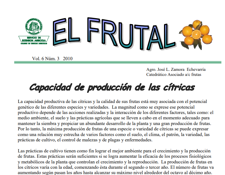 Capacidad de Producir frutas