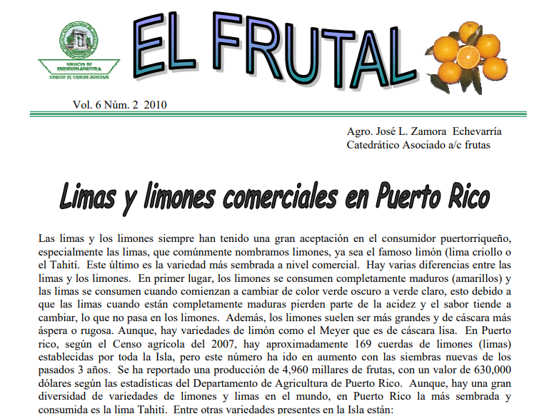 Limas y limones comerciales en Puerto Rico