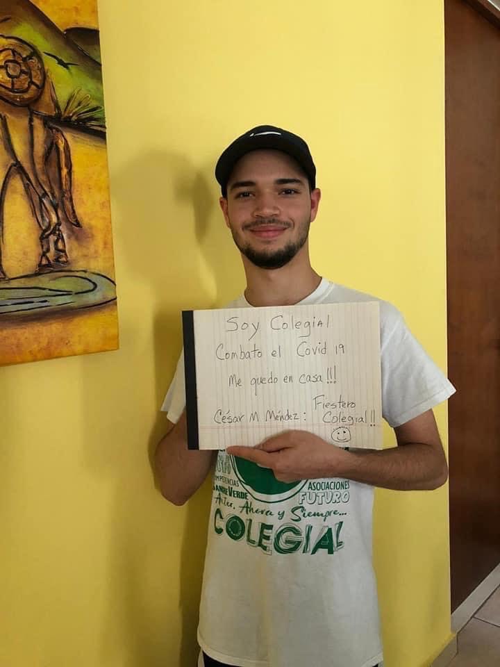 Estudiante de Fiesta Colegial promoviendo quedarse en casa durante la Pandemia