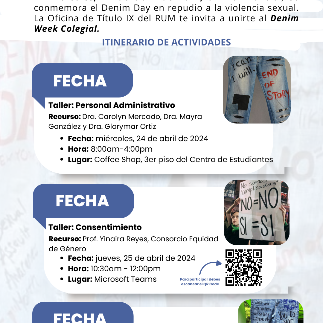 Itinerario de actividades Denim week colegial 2024