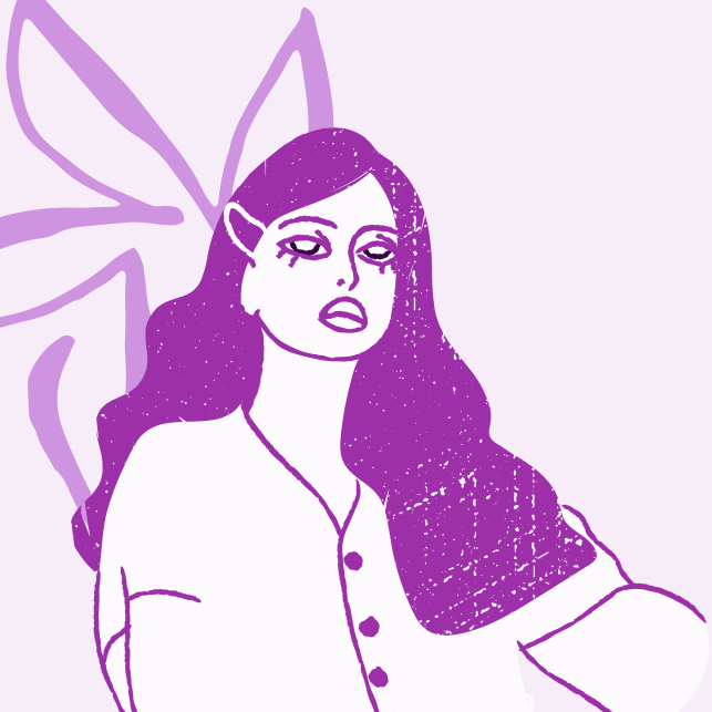Silueta de mujer en morado y blanco para mensaje de la oficina de Título IX