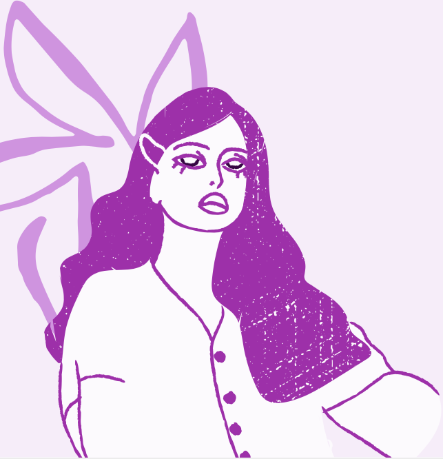 Silueta de mujer en morado y blanco para mensaje de la oficina de Título IX