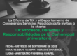 Afiche promocional Charla “Título IX: Procesos, derechos y responsabilidades de la comunidad universitaria”